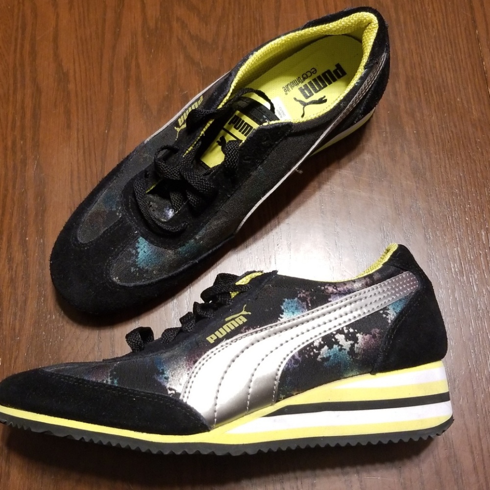 PUMA eco ortholite foil black suede sneaker 5.5